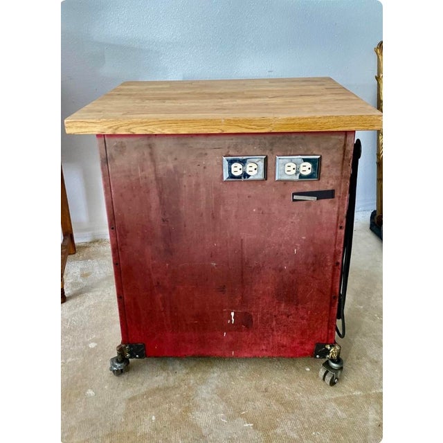 The Kwik Way System Repurposed 1940's Industrial Rolling Valve Cabinet Now a Bar Service Cart For Sale - Image 9 of 10