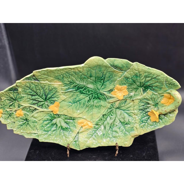 Antique c.1875 Victorian English George Jones Cucumber Platter 17" For Sale - Image 10 of 17