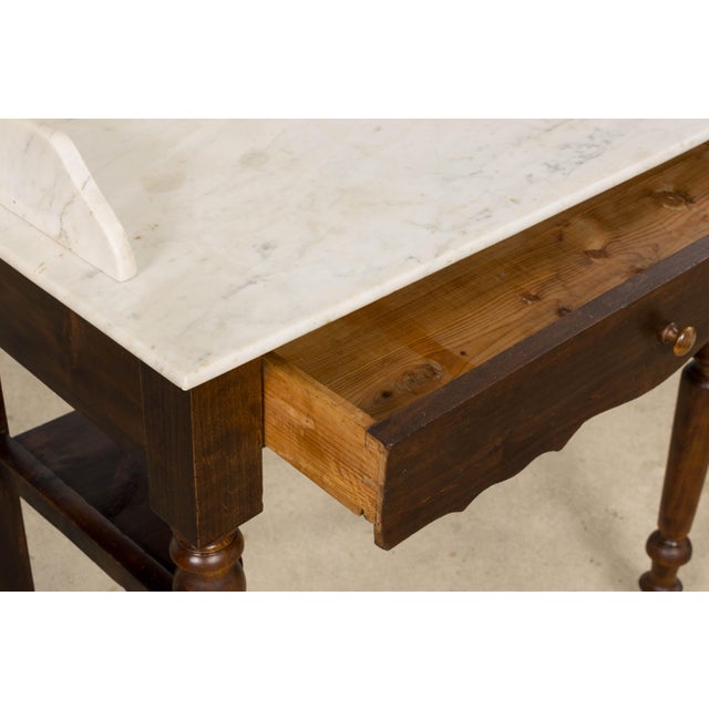 Antique French Provincial Louis Philippe Style Maple Vanity W/ Carrara Marble For Sale - Image 11 of 18