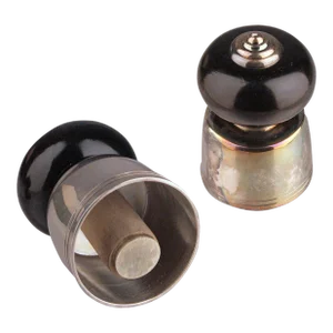 Pair of French Black Lacquer and Silver Champagne Corks/Bottle Stoppers by Christofle