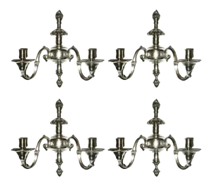 Regency Style Silvered Bronze Two-Arm Sconces - Set of 4