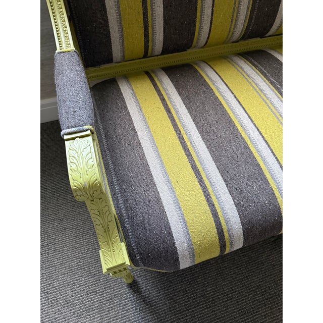 Custom Painted Neoclassical Style Upholstered Settee For Sale - Image 13 of 14