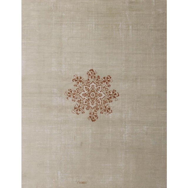 Large Vintage Moroccan Rug With Blossom Design in Ivory Background & Light Brown For Sale - Image 4 of 13