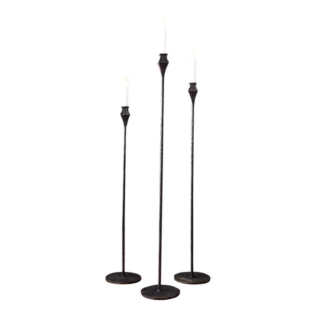 Tall Rustic Iron Floor Candle Stands Set of Three Chairish