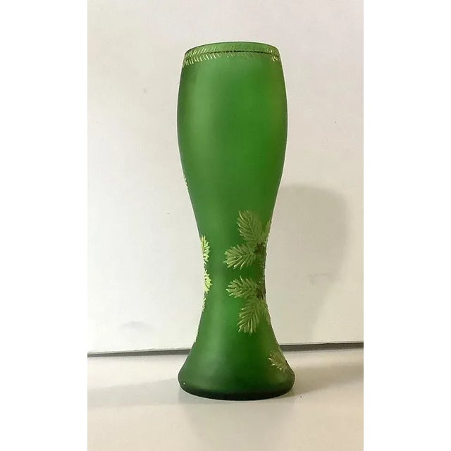 Moser Hand Painted Enamel Glass Vase circa 1919. 10.75 x 3 in. Excellent condition