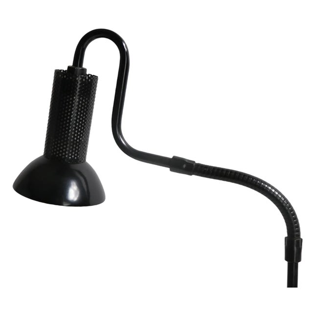 Cool post modern 1980's desk, task, reading light, with flex neck, and perforated shade collar detail. The lamp is...