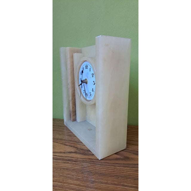 Vintage Alabaster Table Clock, 1985 For Sale - Image 4 of 8
