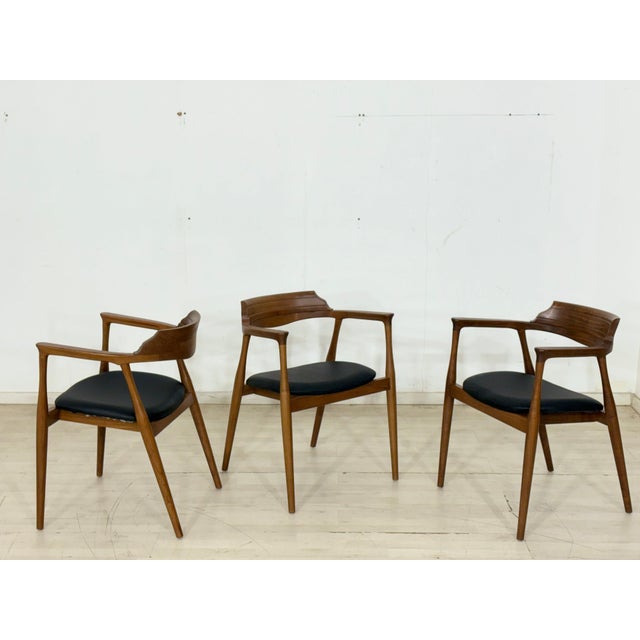 Brown Danish Style Dining Chairs, Set of 3 For Sale - Image 8 of 13