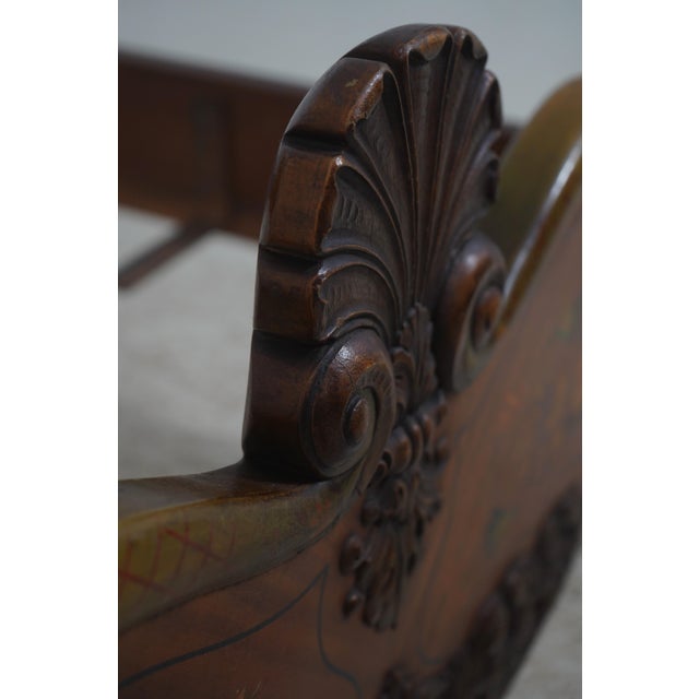 Wood Pair of Vintage Paint Decorated French Style Carved Twin Beds For Sale - Image 7 of 18