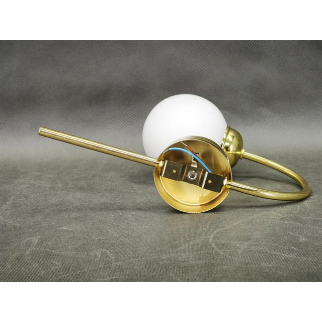 White Vintage Brass and Opaline Glass Wall Lights by Kamenický Šenov, 1970s, Set of 3 For Sale - Image 8 of 12