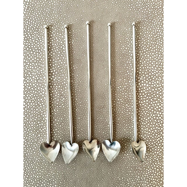 French Sterling Tea Spoons With Heart Shape - Set of 4 For Sale In Los Angeles - Image 6 of 11