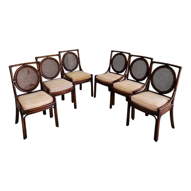 Set of 6 Ficks Reed Louis XVI Rattan & Cane Dining Chairs—A Designer’s Dream For Sale