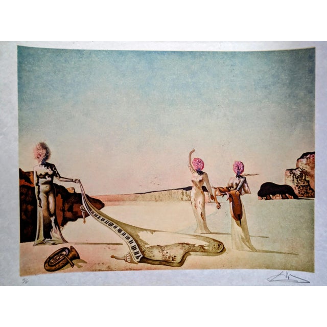 Salvador Dali, Three Surrealist Women Holding in Their Arms the Skins of an Orchestra, Original Lithograph, 1970s For Sale - Image 7 of 7