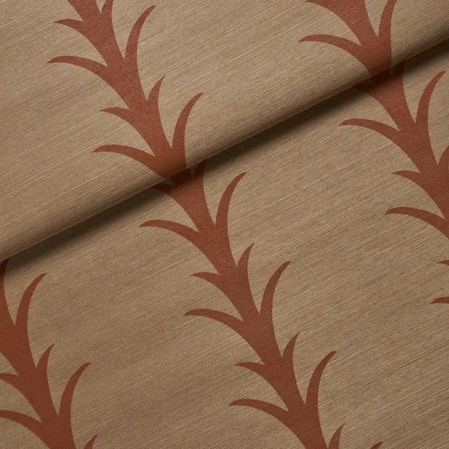 2020s Sample-Schumacher x Celerie Kemble Acanthus Stripe Sisal Wallpaper In Mocha For Sale - Image 5 of 5