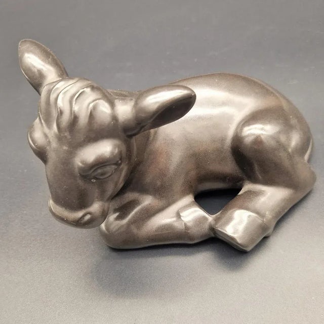 Ceramic Calf Figurine by Ludwig König for the Majolika Karlsruhe, 1930, in Flawless conditions. Designed 1920 to 1949 This...