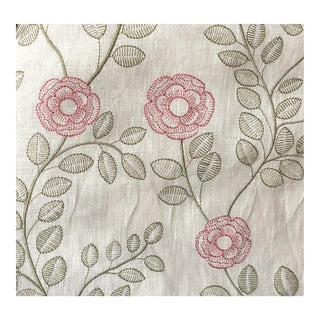 Colefax and Fowler "Juliette" Embroidered Pink and Green Floral Fabric For Sale