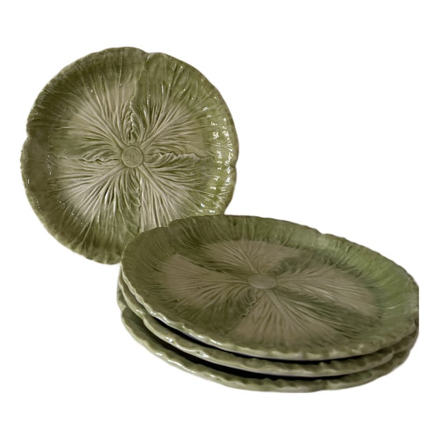 The Mane Lion Handcrafted Italian Radicchio Cabbage Salad Plates, Light Green – Set of Four For Sale