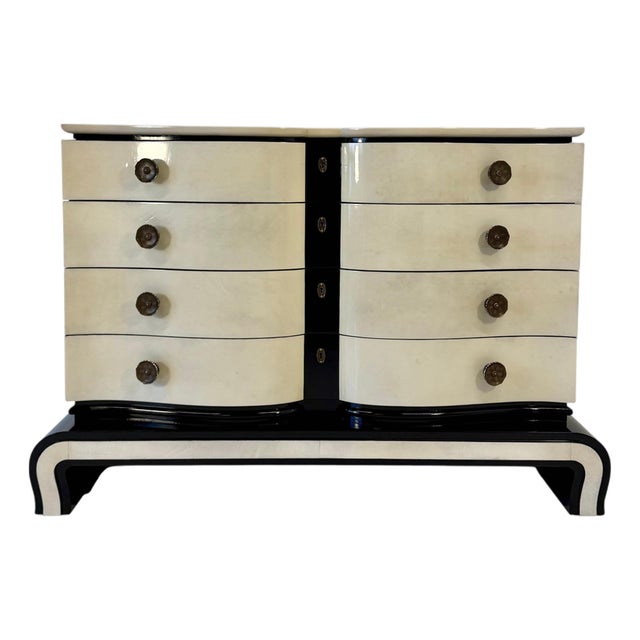 Art Deco Chest of Drawers in Parchment and Black Lacquer by Osvaldo Borsani for Borsani, 1940s For Sale