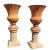 Pair of Large Terracotta Italian Urns "Ref Impruneta " on Carved Jodhpur Sandstone Pedestals For Sale