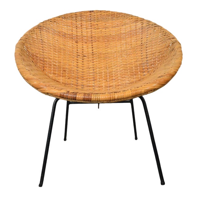 1950s French Cane Lounge / Occasional Chair For Sale