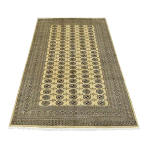 Bokhara Rug 6’2” X 8’11” Beige Wool Tribal Hand-Knotted Oriental Carpet
