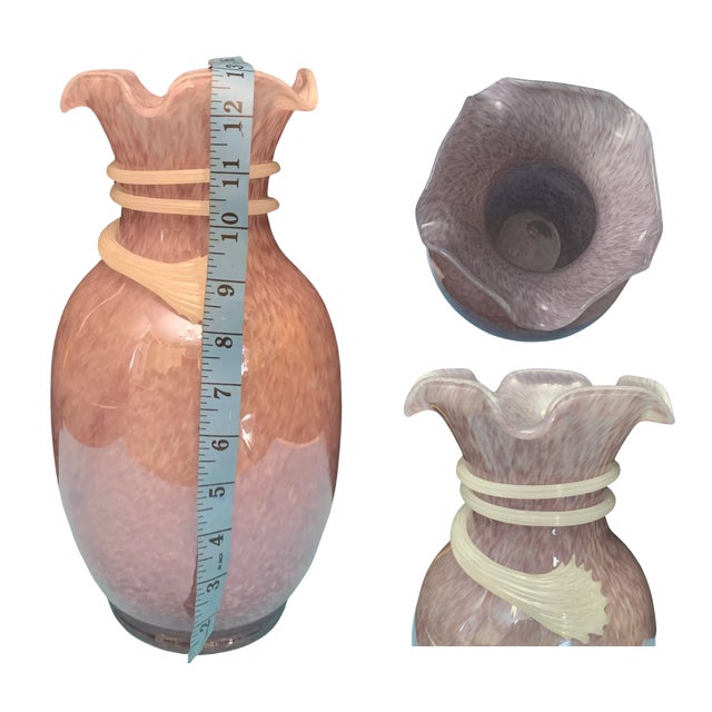 Art Glass Purple Vase White Glass Swirl For Sale - Image 12 of 12