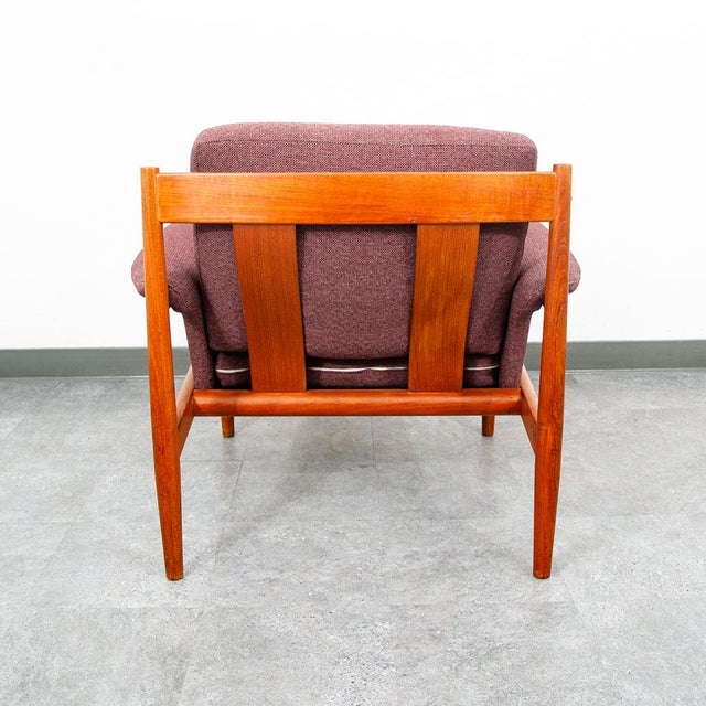 Purple 1960s Mid Century Danish Modern Lounge Chairs Set Grete Jalk France Sons Purple Teak For Sale - Image 8 of 12