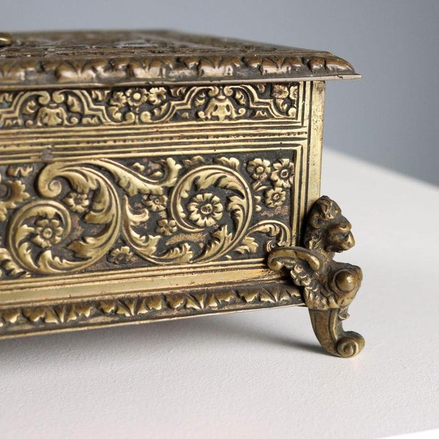 Vintage Chiseled Bronze Chest For Sale - Image 4 of 11