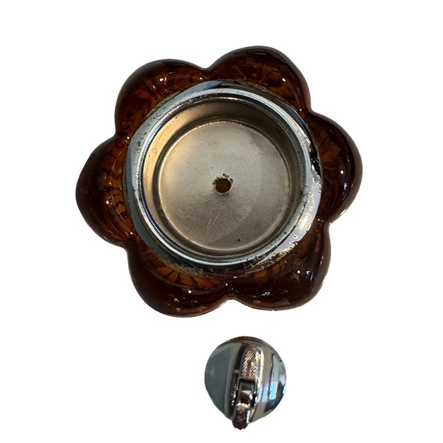 Mid-Century Amber Glass Table Lighter Sculptural Pedestal Form For Sale - Image 10 of 12