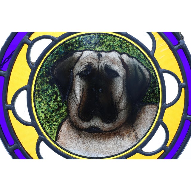 Art Deco Stained Glass Roundel Depicting with English Mastiff Dog, 1890s For Sale - Image 10 of 11