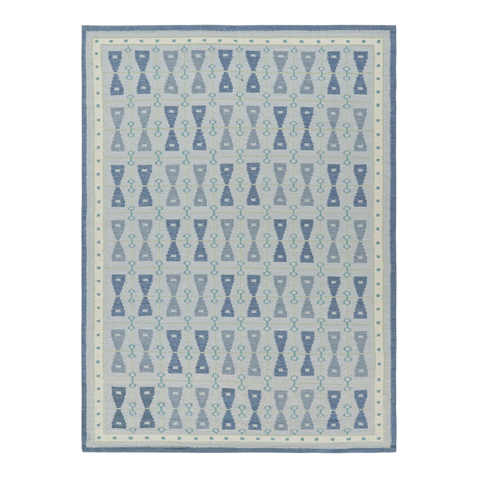 Rug & Kilim’s Scandinavian Style Rug in Blue Tones With Hourglass ...