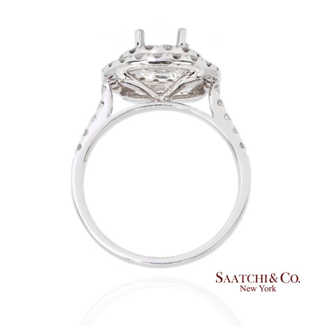 Early 21st Century Platinum (950) Natural Brilliant Diamond Semi Mount Ring Size 6.5 For Sale - Image 5 of 9