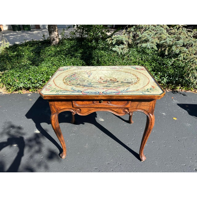 19th Century Walnut Desk With Aubusson Tapestry Top For Sale - Image 10 of 11