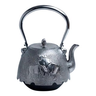 Made-to-Order Nambu Ironware “Komaji Pattern” Nambu-Shaped Iron Kettle — Handcrafted, 400-Year Tradition For Sale