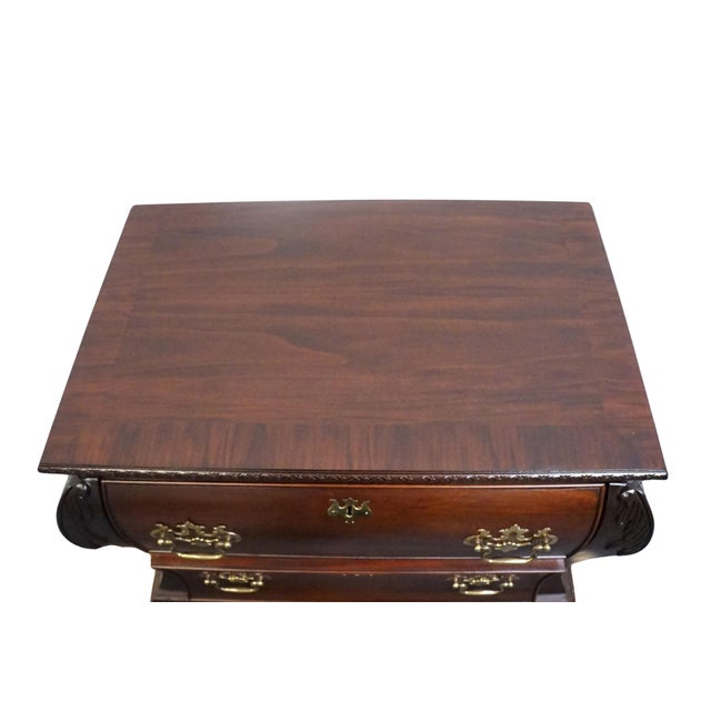 Wood Century Furniture Solid Mahogany Traditional Style 32" Two Drawer Bombe Nightstand For Sale - Image 7 of 10