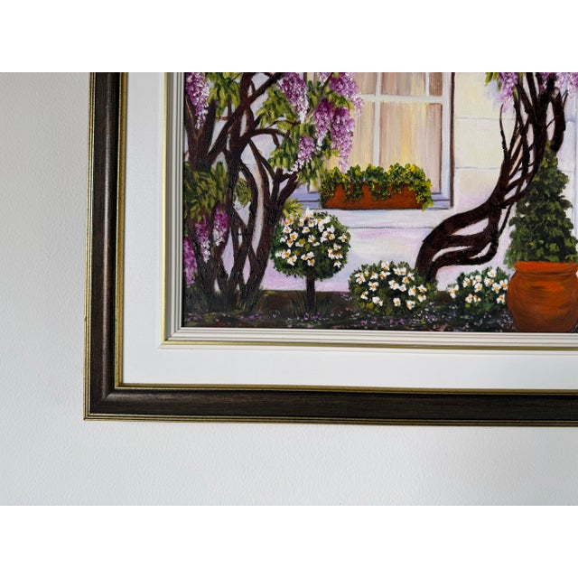 Wood Vintage Suzanne Lord House Entrance Landscape Oil on Canvas Painting, Wood Framed For Sale - Image 7 of 11