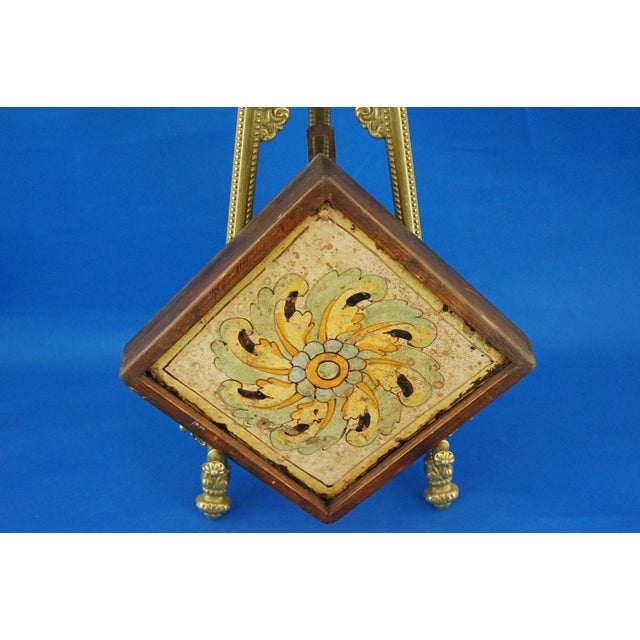 Yellow Antique Sicilian Ceramic Tile from Caltagirone, 1500s For Sale - Image 8 of 18