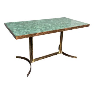Coffee Table with Malachite Top and Brass Frame, France, 1950s For Sale