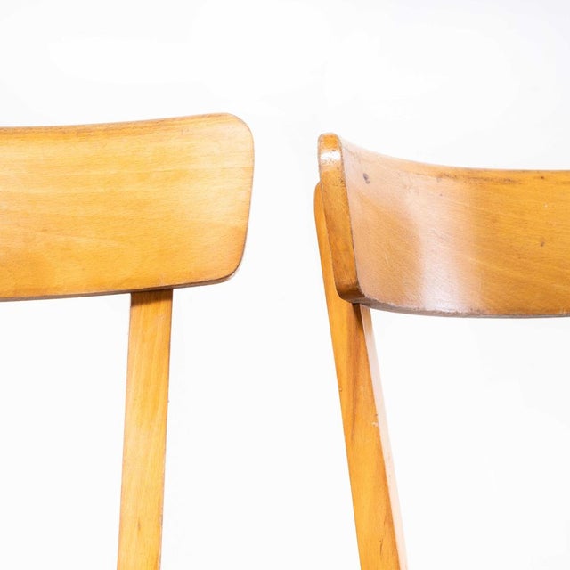 1950s French Blonde Beech & Bentwood Dining Chairs attributed to Baumann, 1950s, Set of 4 For Sale - Image 5 of 6