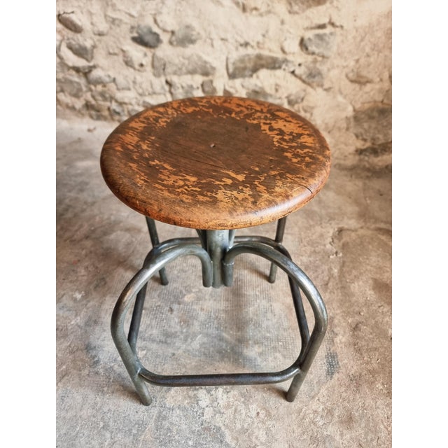 Vintage Industrial French Stool from Heliolith, 1950s For Sale - Image 12 of 18