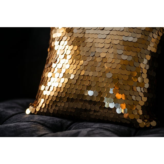 Textile Gold Paillette Sequin Cushion Cover For Sale - Image 7 of 12