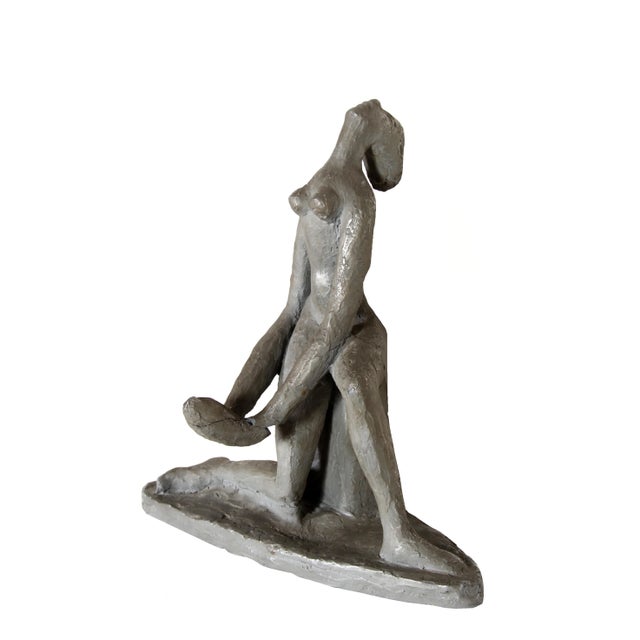 Gray Sitting Woman Sculpture with Painted Patina, Ruth Gutman For Sale - Image 8 of 8