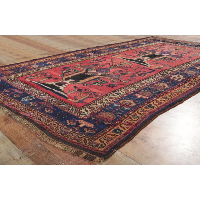 Textile Antique Persian Lori Rug With Vase Design - 04'10 X 08'06 For Sale - Image 7 of 9