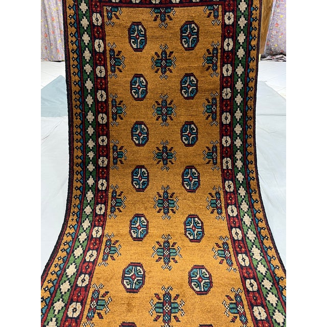 Terracotta Brown Tribal Geometric Gul Runner Rug, 2'9