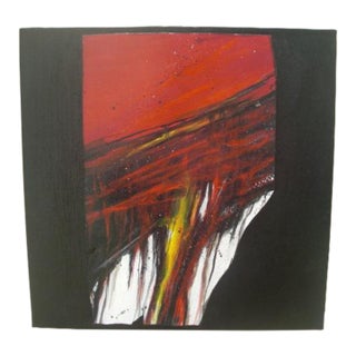 Mixed Media Abstract Mounted on Black Canvas For Sale