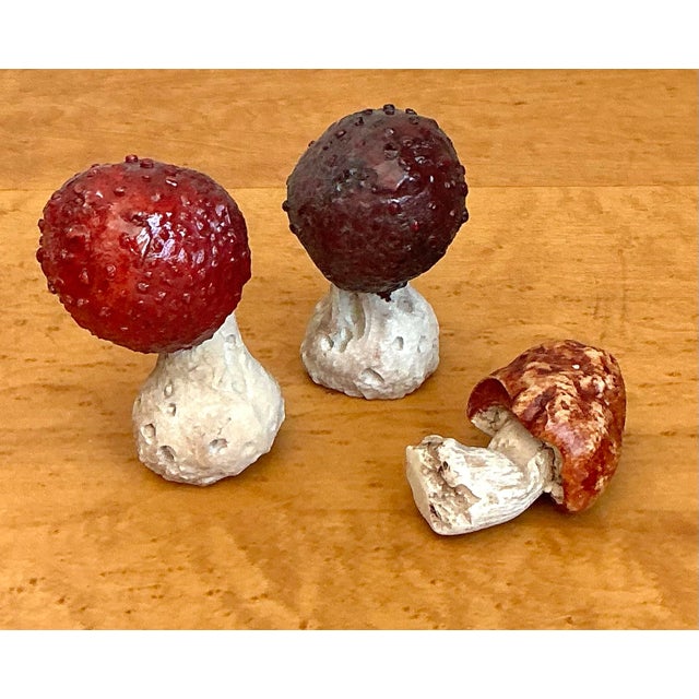 Vintage Glazed Ceramic Mushrooms - Set of 3 For Sale - Image 11 of 12