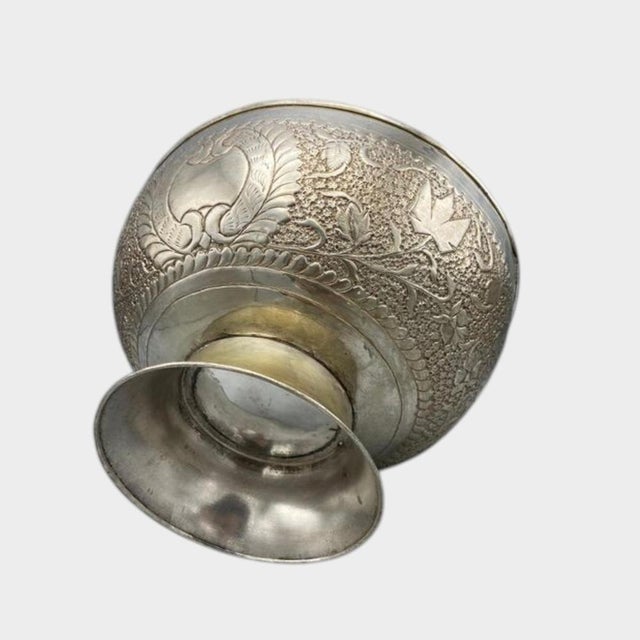 Japanese Silver-Plated Decorative Bowl on Foot, 1870s For Sale - Image 5 of 16