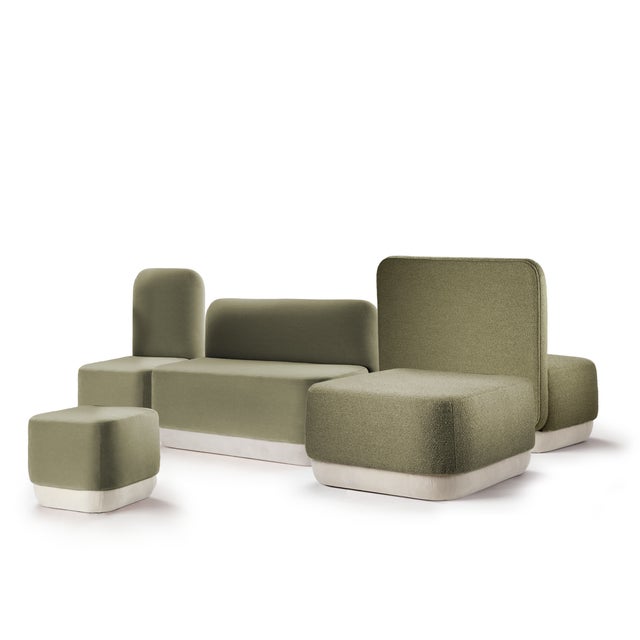 Contemporary Rubik L Powder Pouf by Mambo For Sale - Image 3 of 7