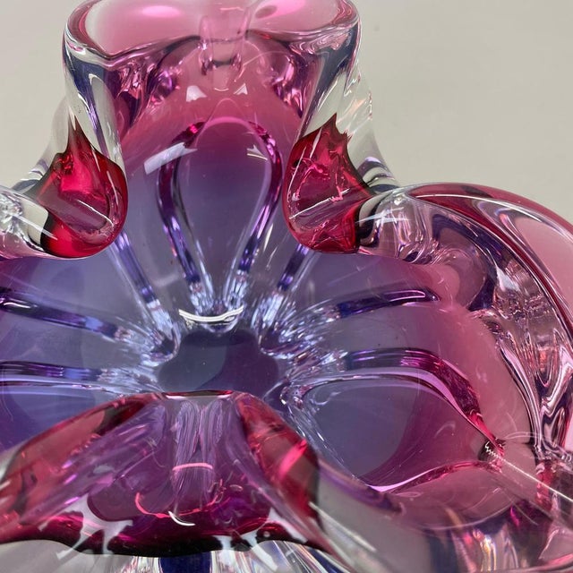 Gold Pink-Purple Murano Glass Shell Bowl or Ashtray, Italy, 1970s For Sale - Image 8 of 17