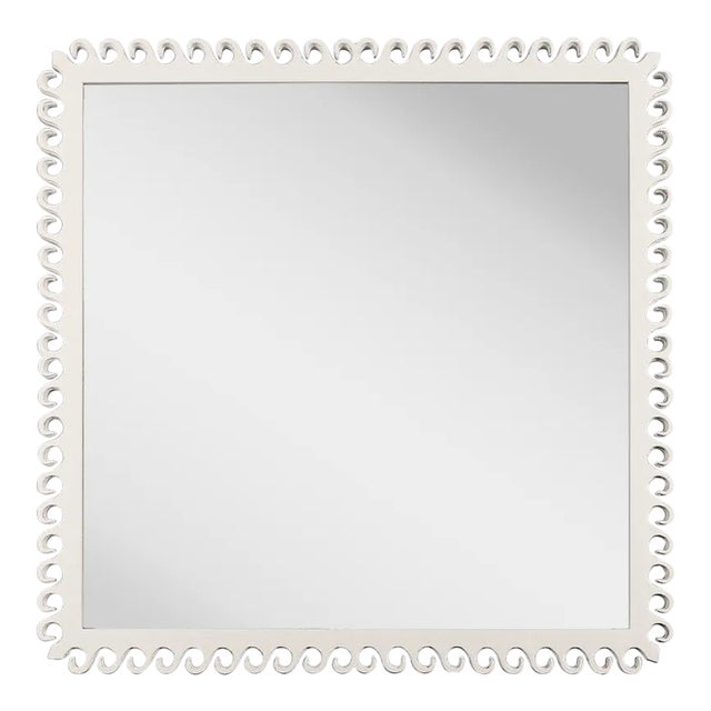 Fleur Home Carnival Gras Square Mirror in White Dove, 49x49 For Sale